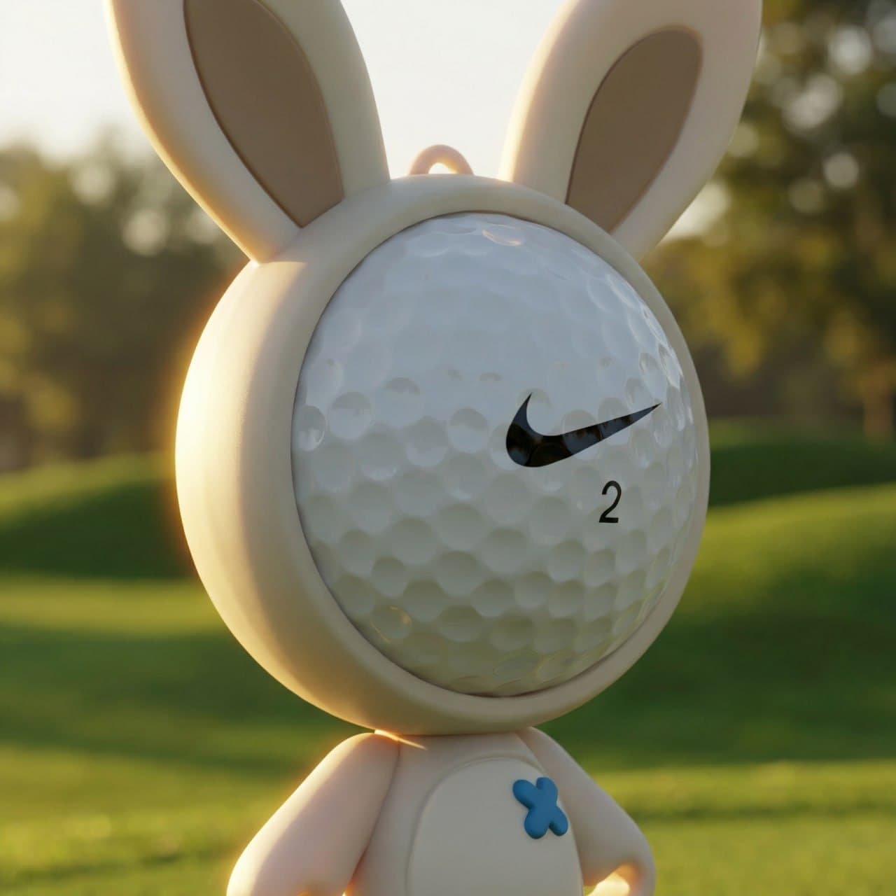 Bunker Bunny holding a golf ball